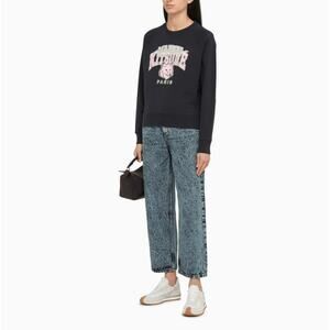 MAISON KITSUNE PARIS Fox Logo Campus Pullover Sweatshirt Navy Farfetch XS $375